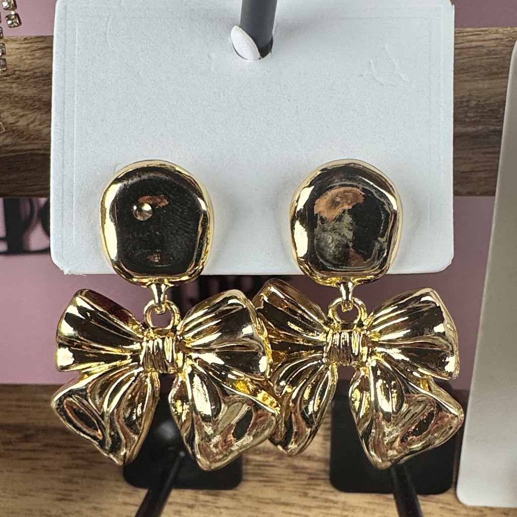 Chic Gold Bow Earrings 6$